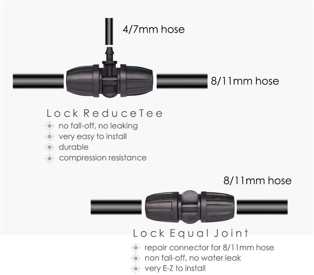 EECFSID 5M-30M 8/11Mm Main Line Potted Distribution Irrigation Drip System Indoor Greenhouse Garden Drop Watering Kit Irrigator 30M Kit