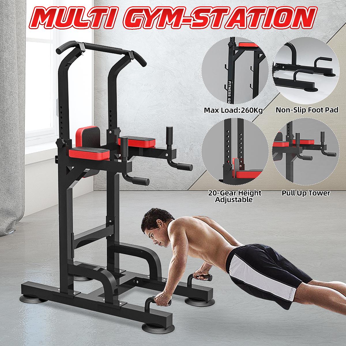Multifunctional Power Tower with Push-up , Pull-up and Workout Dip Stations Dumbbell Bench for Home Workout Equipment Strength Training