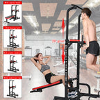 Multifunctional Power Tower with Push-up , Pull-up and Workout Dip Stations Dumbbell Bench for Home Workout Equipment Strength Training