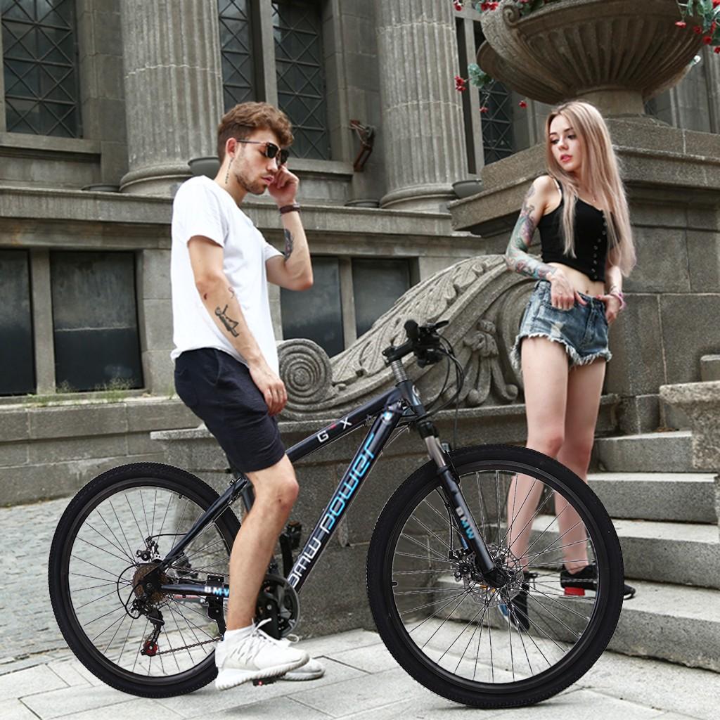 HOMBOM 26 inch Mountain Bike for Adult and Youth,Outdoor Bikes for Men Women,21 Speed Bicycle Full Suspension Disc Brake MTB Bikes Blue