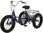 Adult Tricycle,20 inch 7 Speed Three Wheel Cruiser Bike,3 Wheel Bike Adult,3-Wheel for Shopping with Shopping Basket and Installation Tools,Adjustable Seat and Handle,Blue