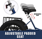 Adult Tricycle,20 inch 7 Speed Three Wheel Cruiser Bike,3 Wheel Bike Adult,3-Wheel for Shopping with Shopping Basket and Installation Tools,Adjustable Seat and Handle,Blue