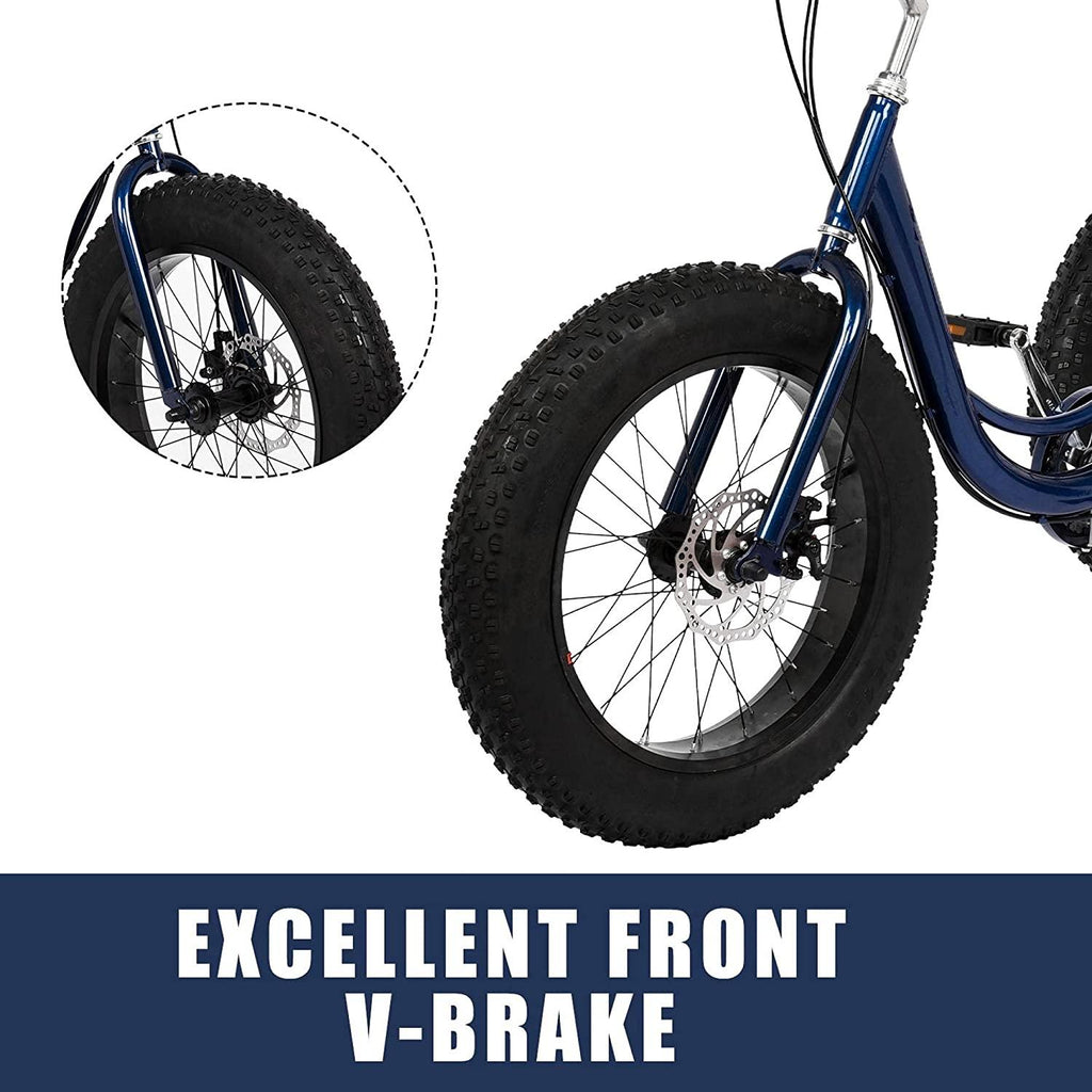 Adult Tricycle,20 inch 7 Speed Three Wheel Cruiser Bike,3 Wheel Bike Adult,3-Wheel for Shopping with Shopping Basket and Installation Tools,Adjustable Seat and Handle,Blue