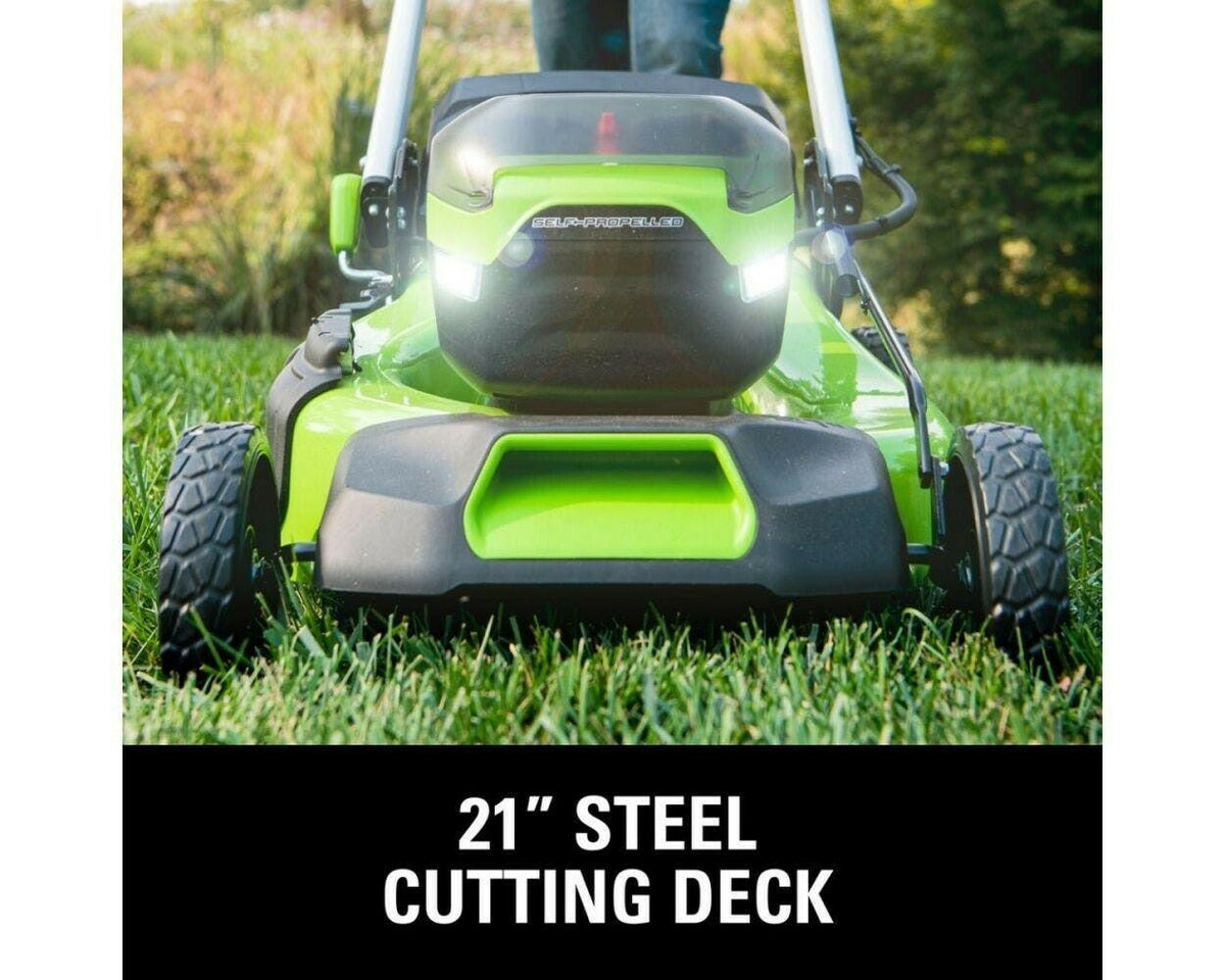 GreenWorks PRO 21 in. 60-Volt Cordless Push Lawn Mower W Battery & Rapid Charger
