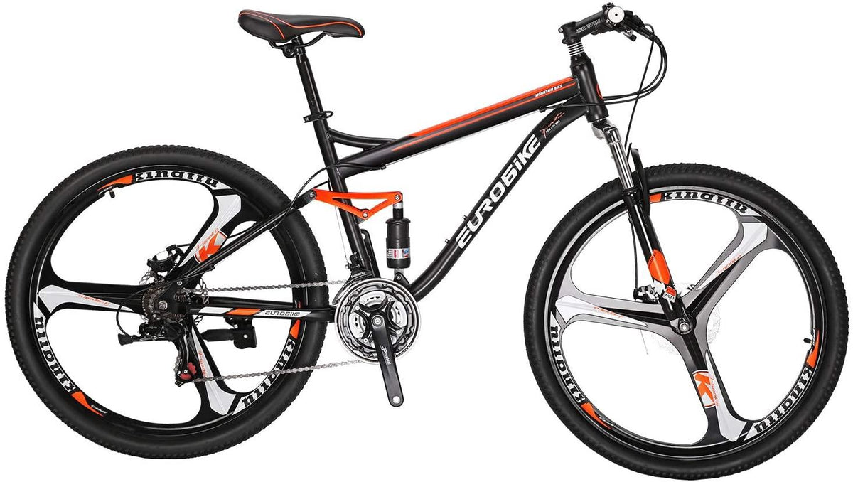 YH-S7 Mountain Bike Full Suspension Frame 21 Speed Shifter 27.5 Inch Wheels Dual Disc Brakes Bikes for Men Orange