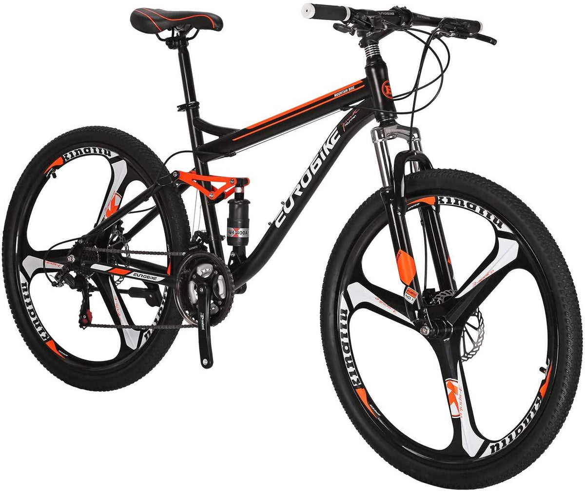 YH-S7 Mountain Bike Full Suspension Frame 21 Speed Shifter 27.5 Inch Wheels Dual Disc Brakes Bikes for Men Orange