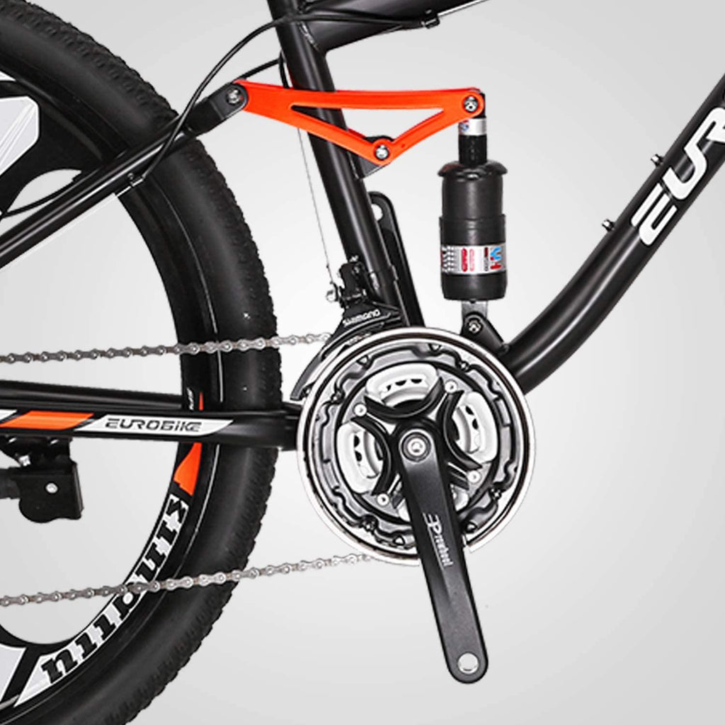 YH-S7 Mountain Bike Full Suspension Frame 21 Speed Shifter 27.5 Inch Wheels Dual Disc Brakes Bikes for Men Orange