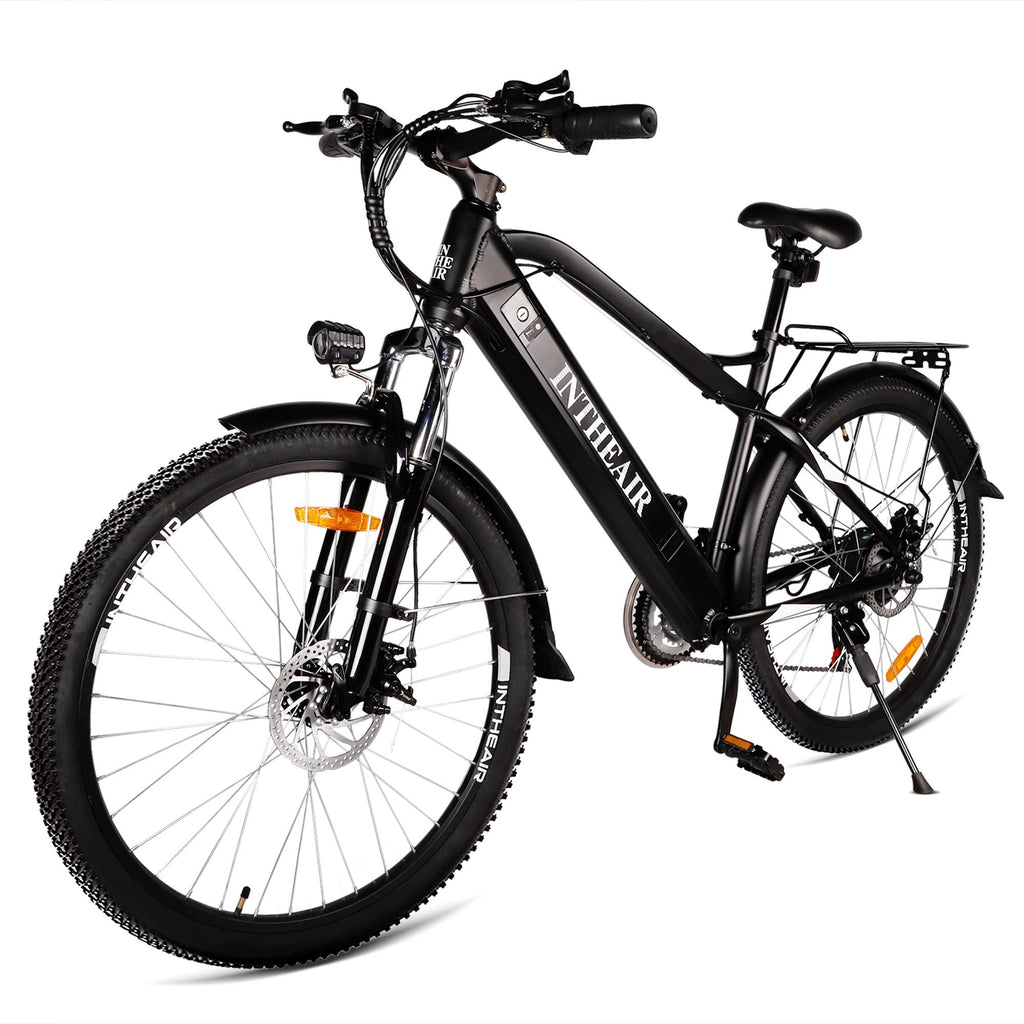 INTHEAIR 26 In. 350 W Ebike for Adults Electric Commuter Bicycle with 36- V/10.4 AH Removable Battery for Men and Women,  21 Speed Gears, Black
