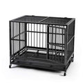 HYD-Parts Steel 37inch/42inch/48inch LarDog Cage,Heavy Duty Strong Pet Kennel Crate Playpen with Wheels for LarDogs