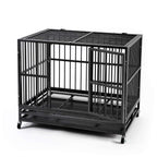 HYD-Parts Steel 37inch/42inch/48inch LarDog Cage,Heavy Duty Strong Pet Kennel Crate Playpen with Wheels for LarDogs