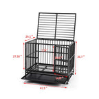 HYD-Parts Steel 37inch/42inch/48inch LarDog Cage,Heavy Duty Strong Pet Kennel Crate Playpen with Wheels for LarDogs