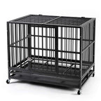 HYD-Parts Steel 37inch/42inch/48inch LarDog Cage,Heavy Duty Strong Pet Kennel Crate Playpen with Wheels for LarDogs