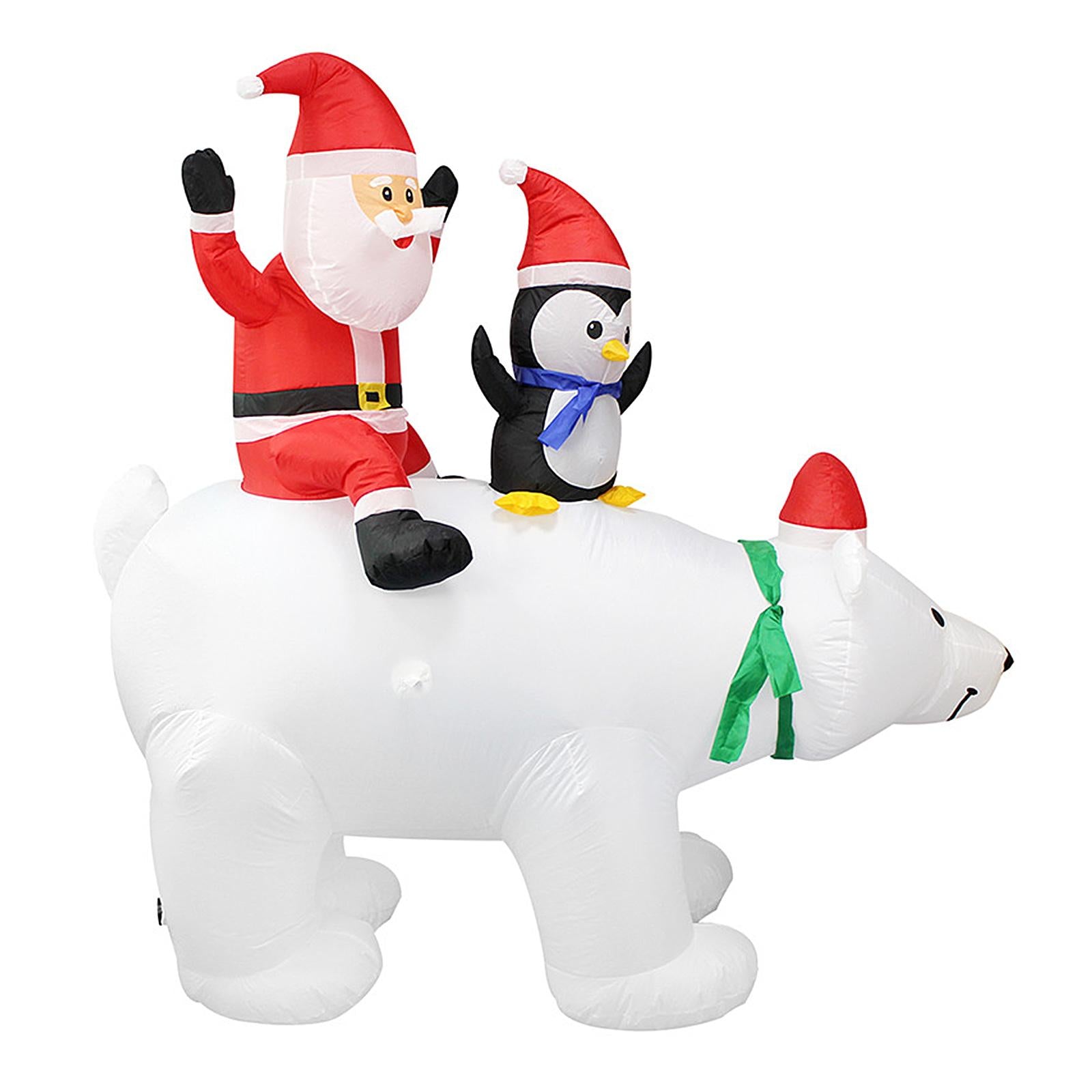 Hapeisy Christmas Santa Claus Penguin Polar Bear Inflatable Model for Outdoor Garden Party with Lights,7 FT