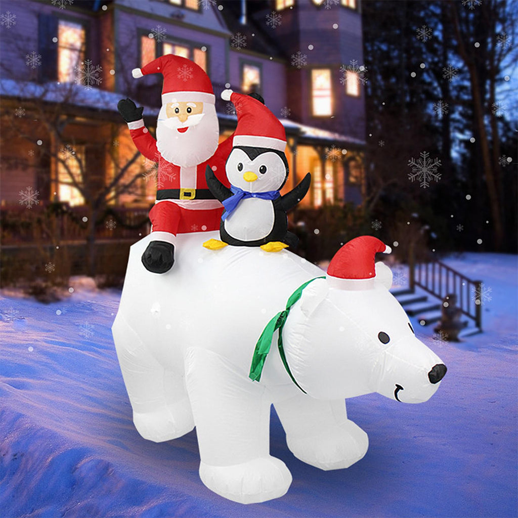 Hapeisy Christmas Santa Claus Penguin Polar Bear Inflatable Model for Outdoor Garden Party with Lights,7 FT