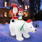 Hapeisy Christmas Santa Claus Penguin Polar Bear Inflatable Model for Outdoor Garden Party with Lights,7 FT