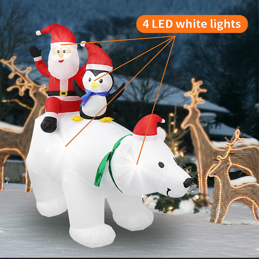 Hapeisy Christmas Santa Claus Penguin Polar Bear Inflatable Model for Outdoor Garden Party with Lights,7 FT