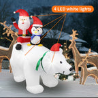 Hapeisy Christmas Santa Claus Penguin Polar Bear Inflatable Model for Outdoor Garden Party with Lights,7 FT
