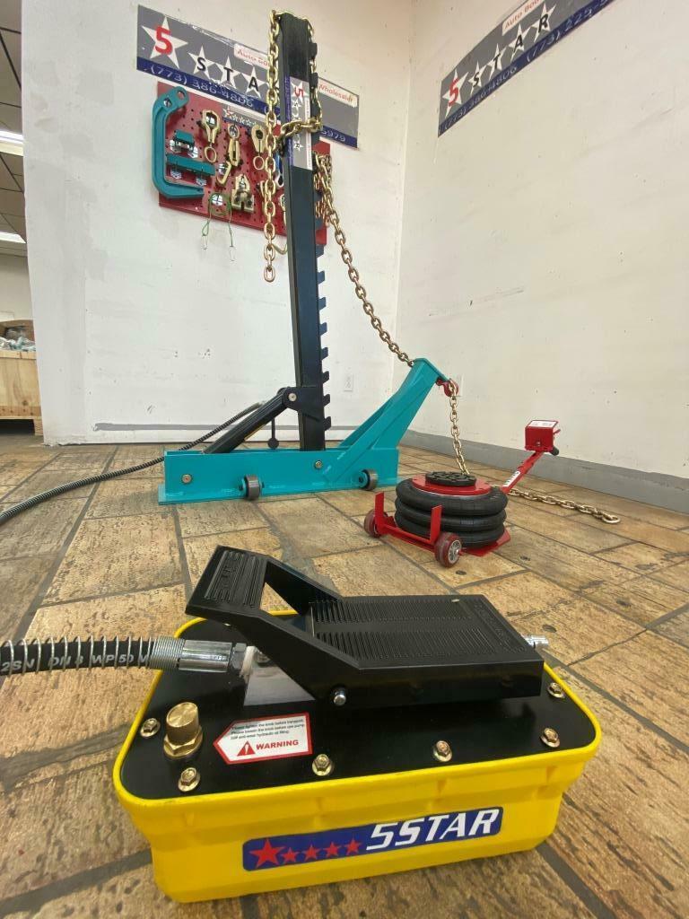 Portable Auto Body Pulling Post Frame Straightener CLAMPS & 3 TON AIR JACK!