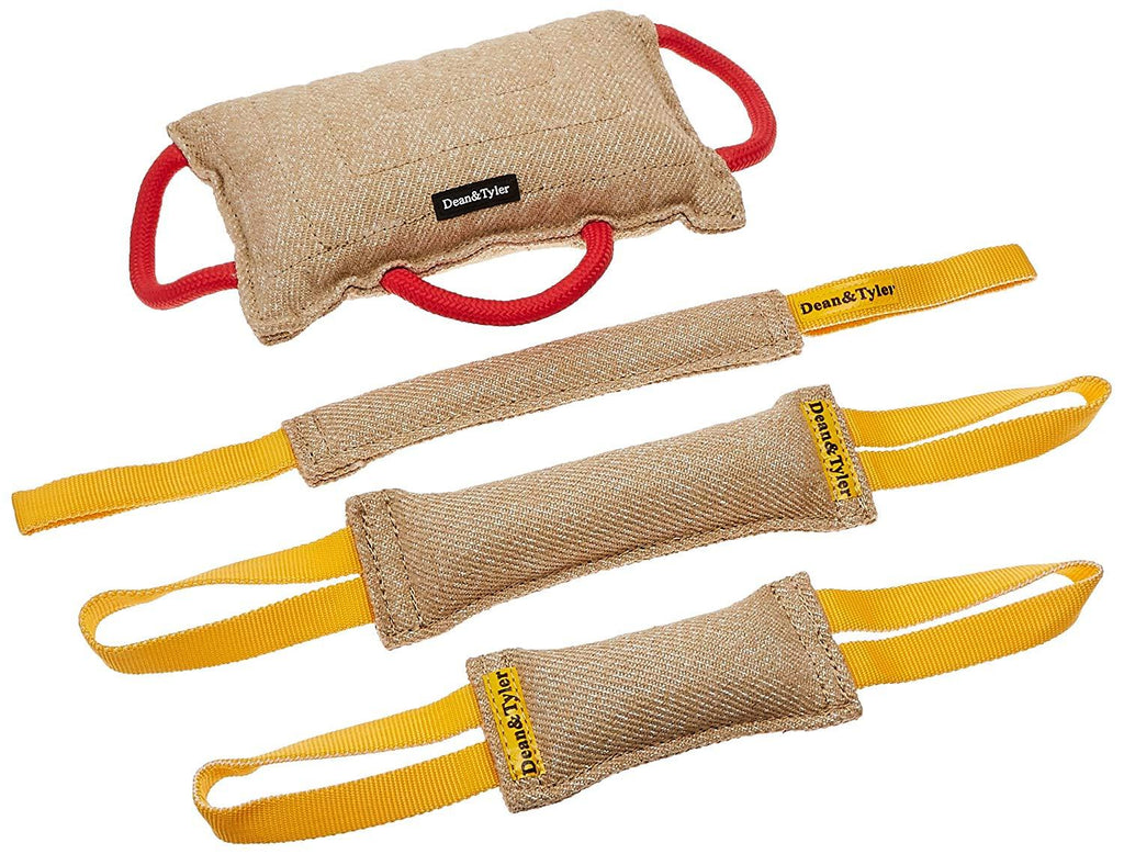 Dean and Tyler Tug Bundle of 1 Bite Pillow + 1 Pocket Tug + 1 Small Tug + 1 Medium Tug, Jute