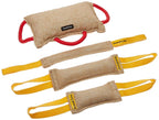 Dean and Tyler Tug Bundle of 1 Bite Pillow + 1 Pocket Tug + 1 Small Tug + 1 Medium Tug, Jute