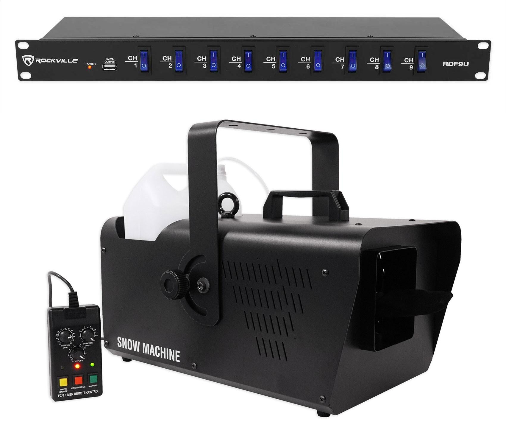 Chauvet DJ SM 250 DMX Snow Machine w/ Wired Timer Remote SM250 + Power Strip