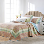 Global Trends Portsmouth Bordered Bedspread and Pillow Sham Set, 3-Piece King/Cal King