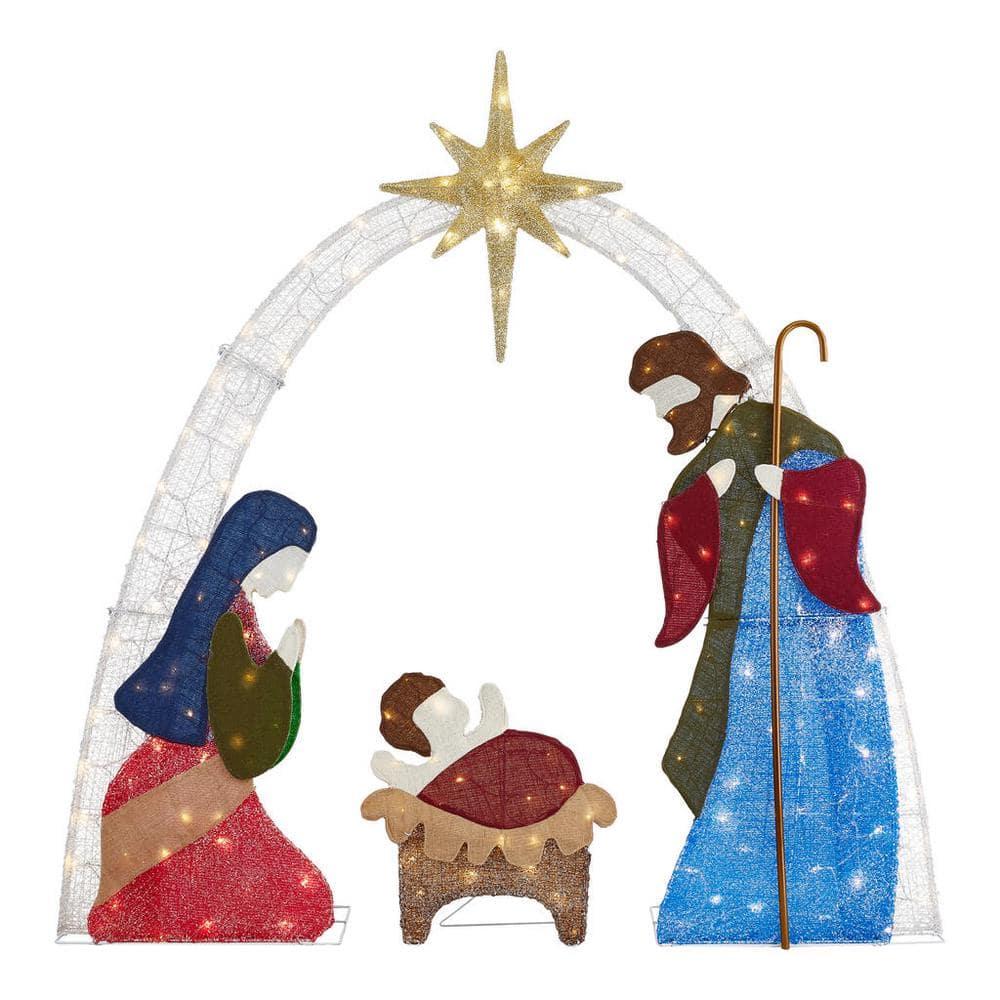 7 ft Warm White LED 2D Nativity Scene Holiday Yard Decoration