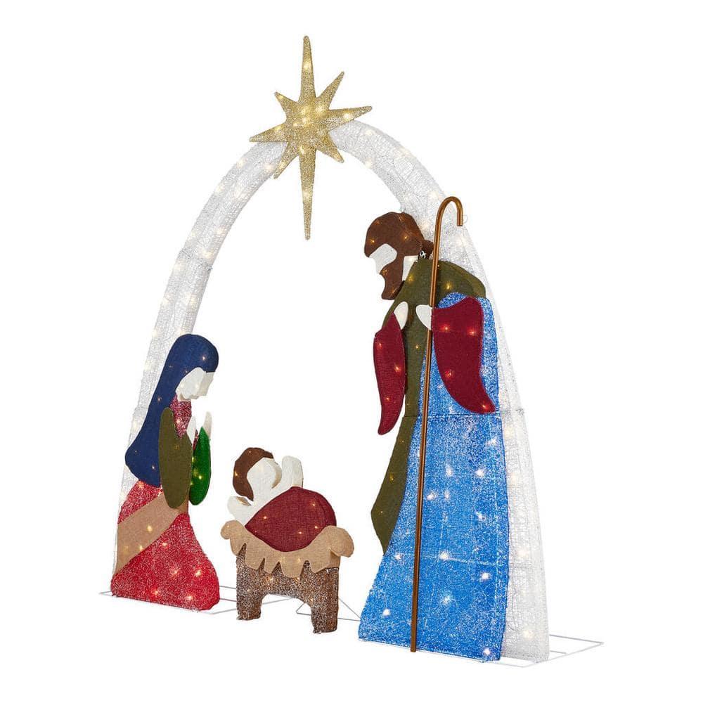 7 ft Warm White LED 2D Nativity Scene Holiday Yard Decoration