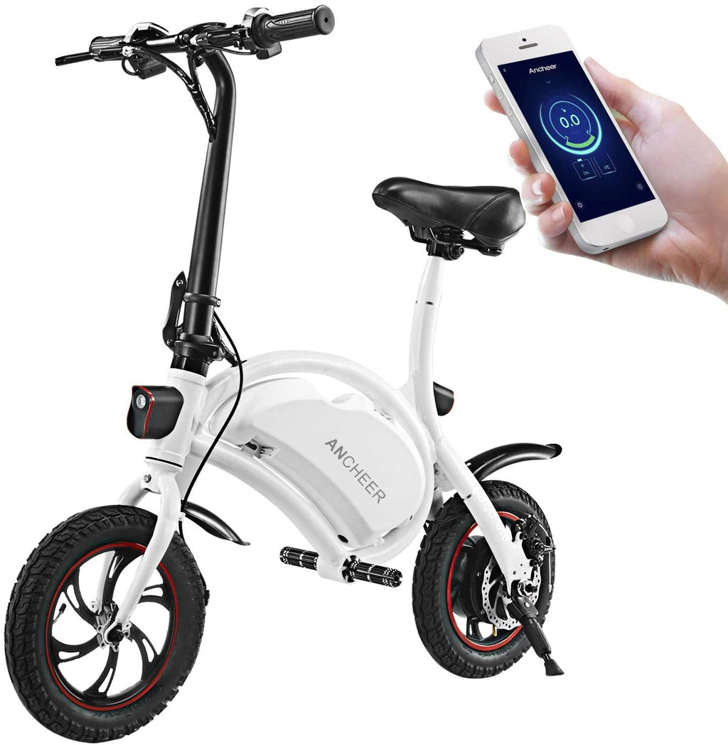 ANCHEER Folding Electric Bike Electric Bicycle E-Bike 350W Powerful Motor Waterproof Ebike with 15 Mile Range, APP Speed Setting