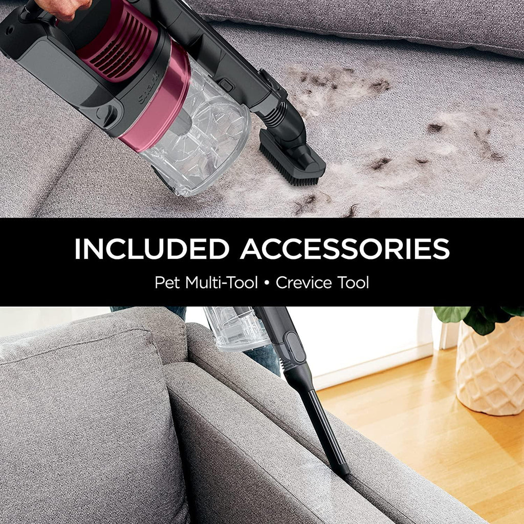 Shark IZ163H Pet Plus Cordless Stick Vacuum with Self-Cleaning Brushroll, PowerFins, MultiFLEX, Crevice Tool &amp; Pet Multi-Tool, 40-min Runtime, Raspberry