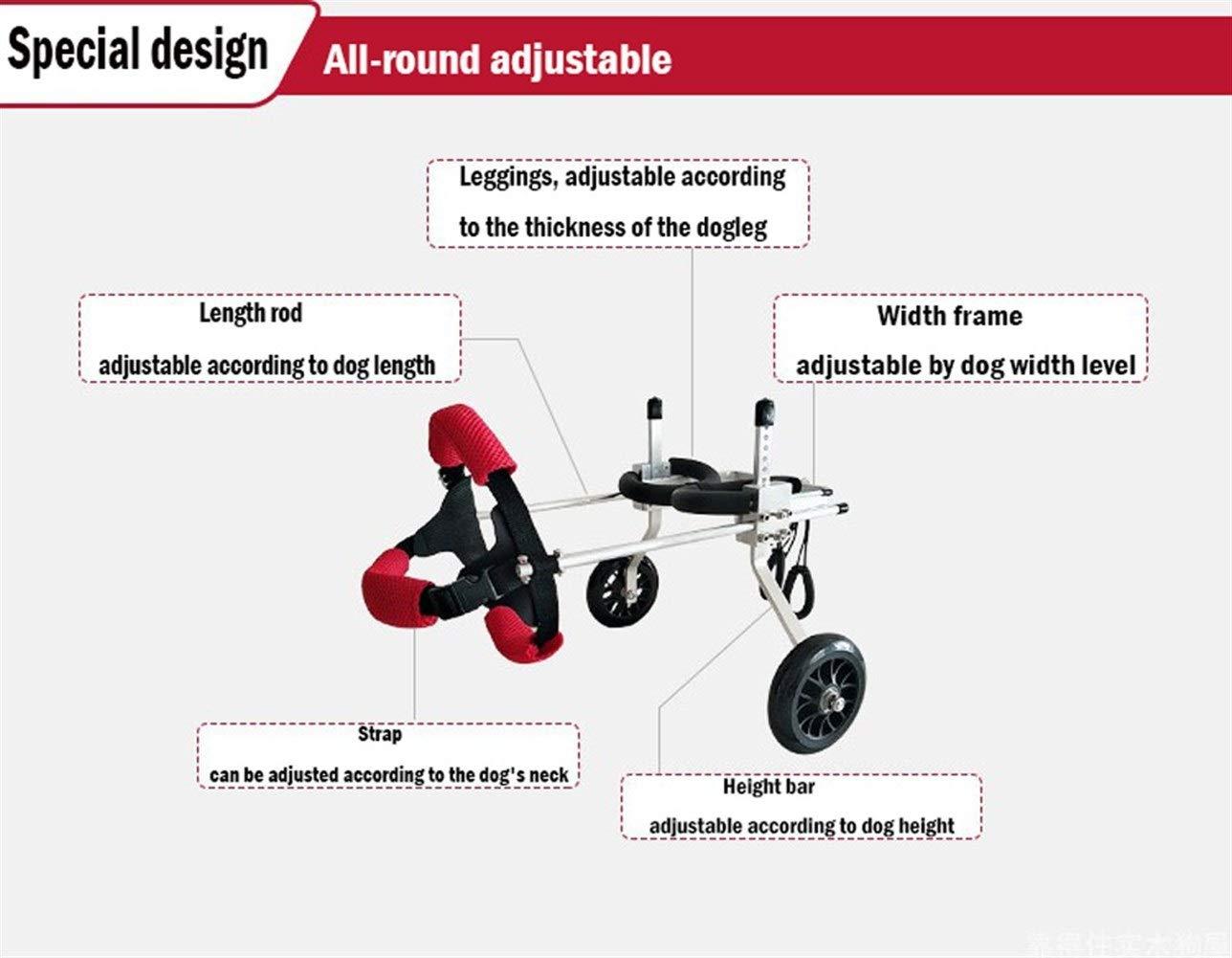 ZHIJIA Pet Disabled Wheelchair Pet Wheelchair Aluminum Alloy 2 Wheel Sports Car Suitable for Disabled Cats and Dogs, Red Light Weight