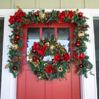 Village Lighting 30 in. Red Magnolia Pre-lit LED Wreath