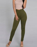 solid skinny pencil feet pants