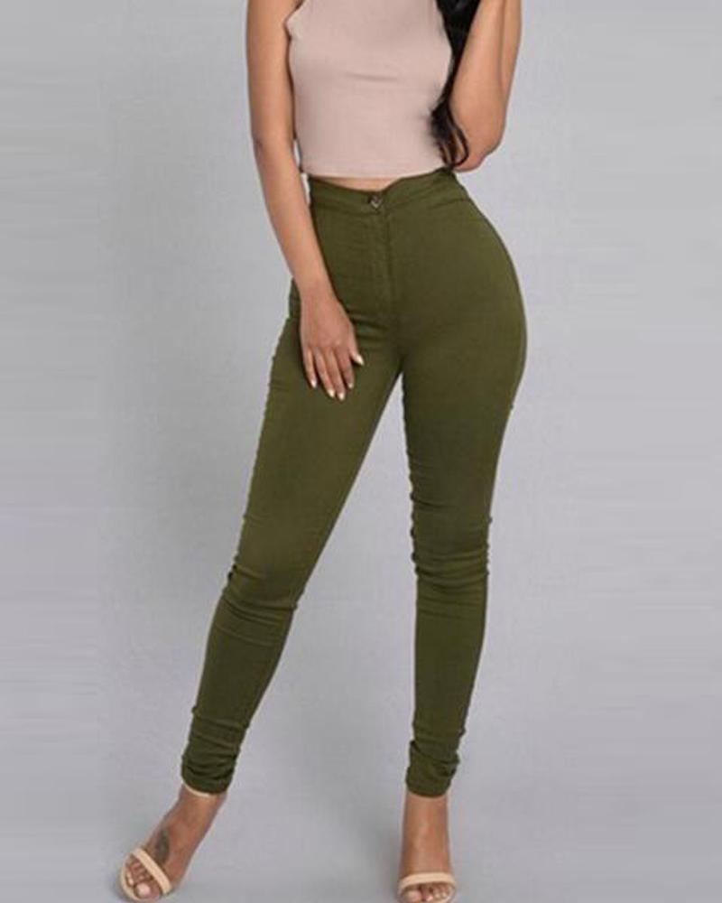 solid skinny pencil feet pants