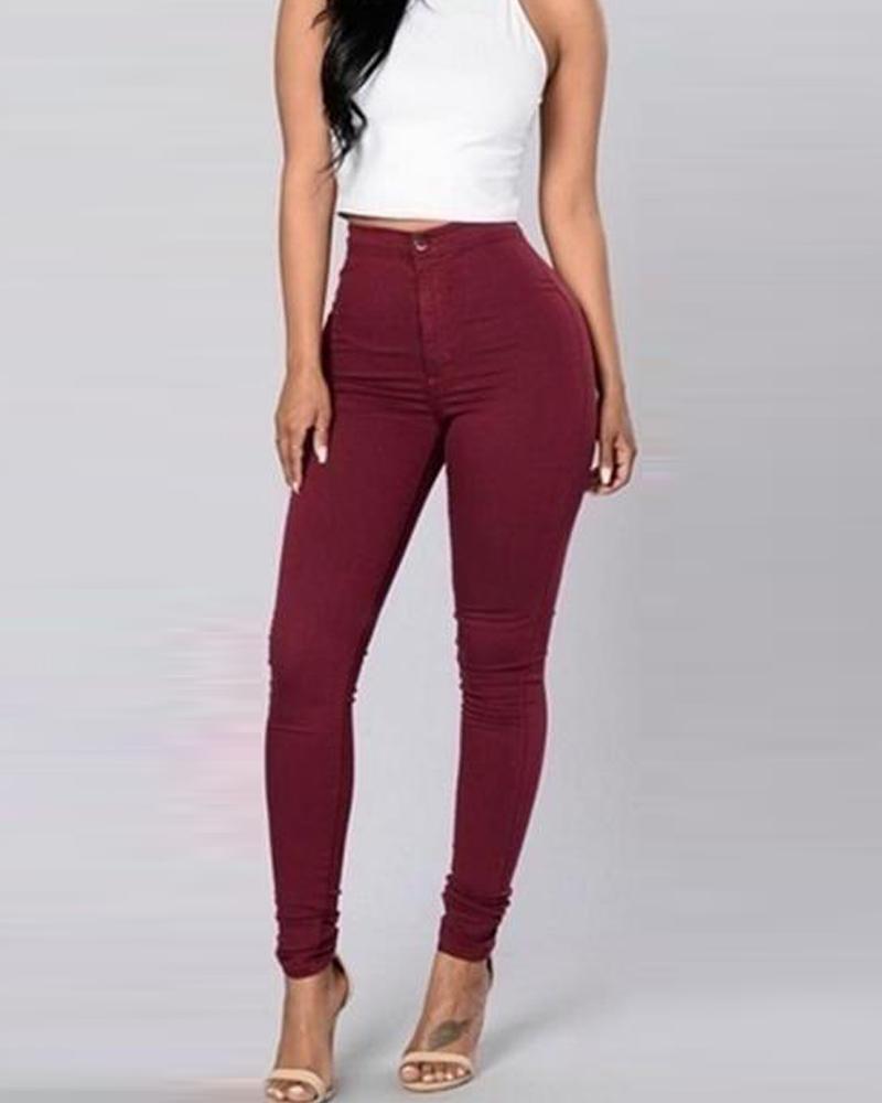 solid skinny pencil feet pants