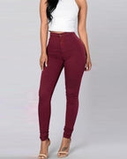solid skinny pencil feet pants