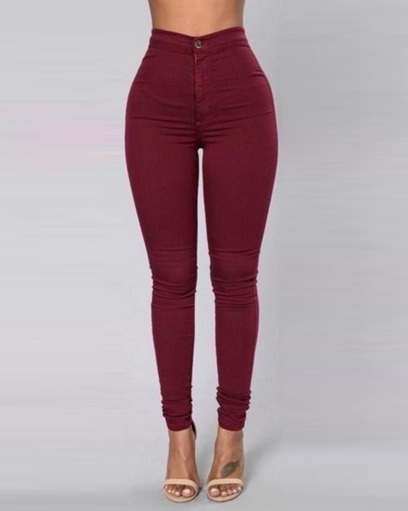 solid skinny pencil feet pants