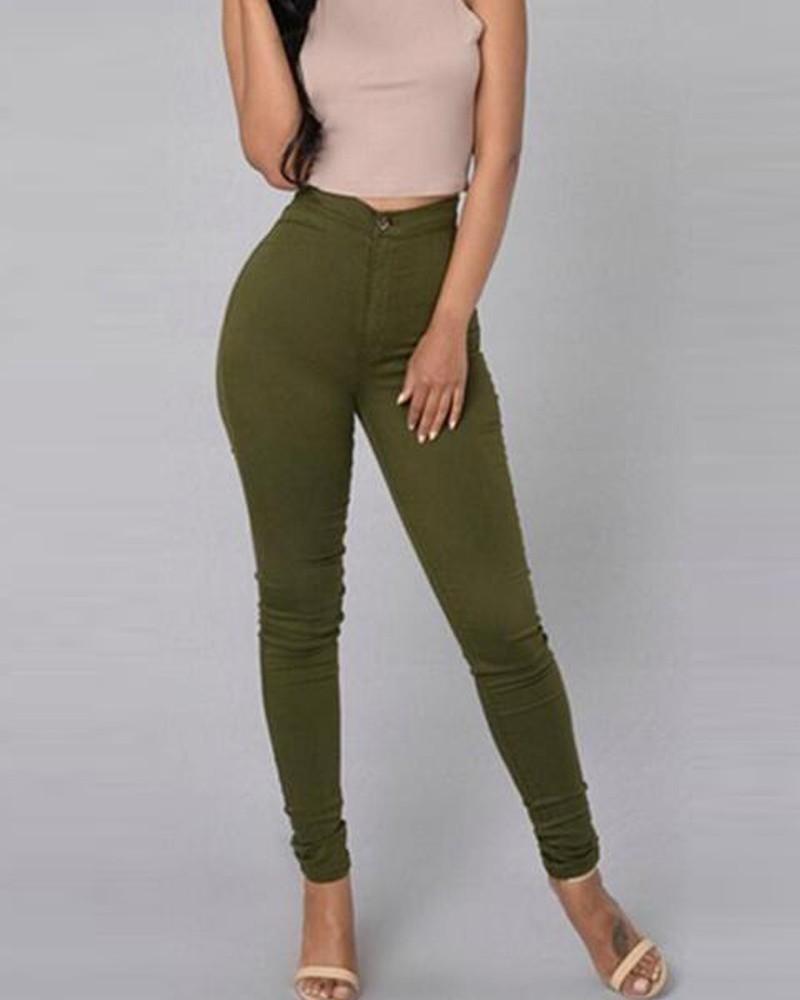 solid skinny pencil feet pants