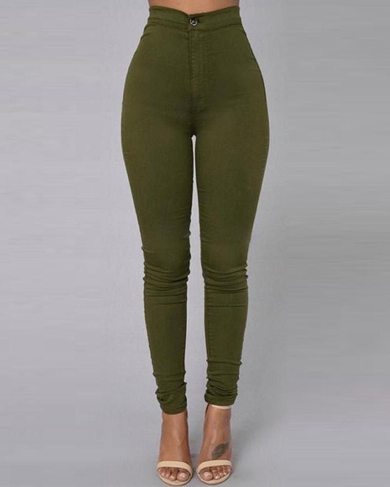 solid skinny pencil feet pants