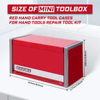 3-Drawer Rolling Red Tool Box, Heavy Duty Micro Roll Cab Steel Stackable Tool Chest with Lockable Drawers, LarCapacity Tool Cabinet for Garage, Workshop, Truck