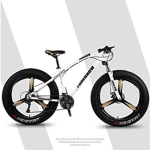 CHICAI Adult 26-inch High-Carbon Beach Snow Fat Bike Mountain Cross-Country Steel Ultra-Wide Tire Sports Bike 21-30speed Low-Speed Racing Student Bike (Size : 27-Speed)
