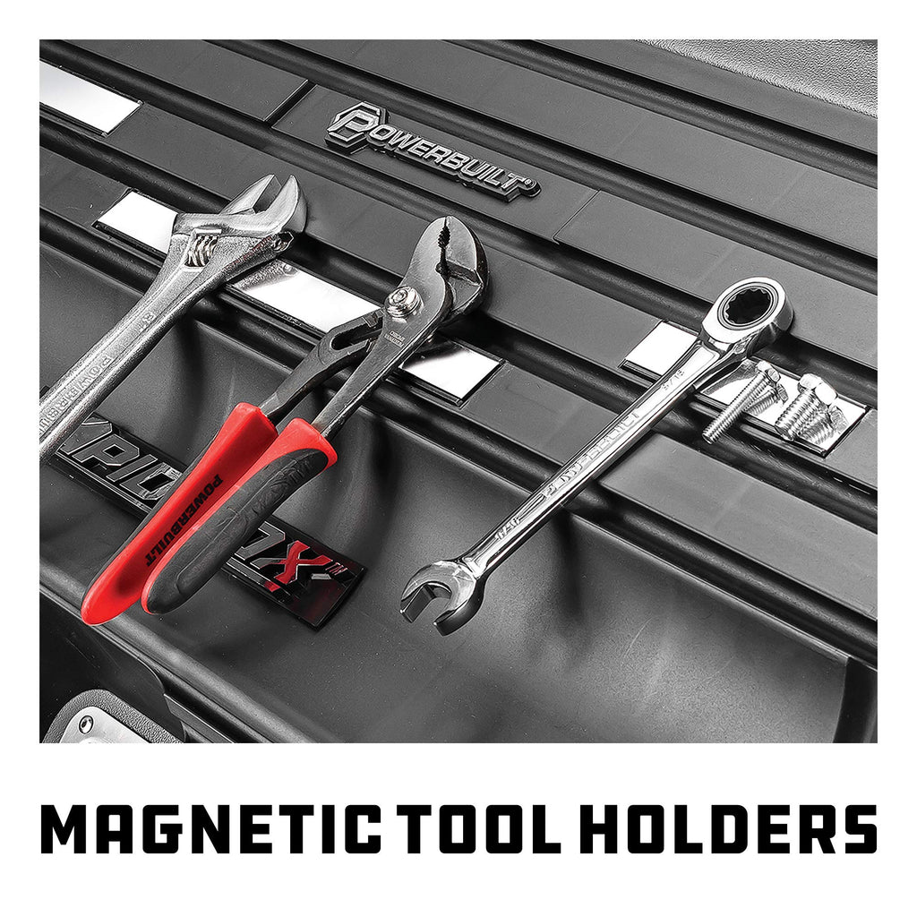 26 Inch Portable Slant Front Rapid Toolbox Tiered Tool Holders, 16 GauSteel, Weather-Resistant Lockable Magnetic Lid, Grey - 240102