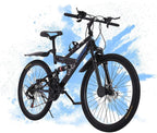 Mountain Bike, 26 Inch Full Suspension 21 Speeds  Carbon Steel Mountain Bike for Adults, Non-Slip Bike, Disc Brake MTB Bikes for Men and Women, Fast Delivery [USA in Stock ]