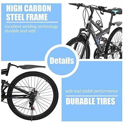 Mountain Bike, 26 Inch Full Suspension 21 Speeds  Carbon Steel Mountain Bike for Adults, Non-Slip Bike, Disc Brake MTB Bikes for Men and Women, Fast Delivery [USA in Stock ]