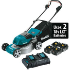 Makita Push Lawn Mower 18 in. 18V Brushless 4-Battery/Charger/Bag Kit Included
