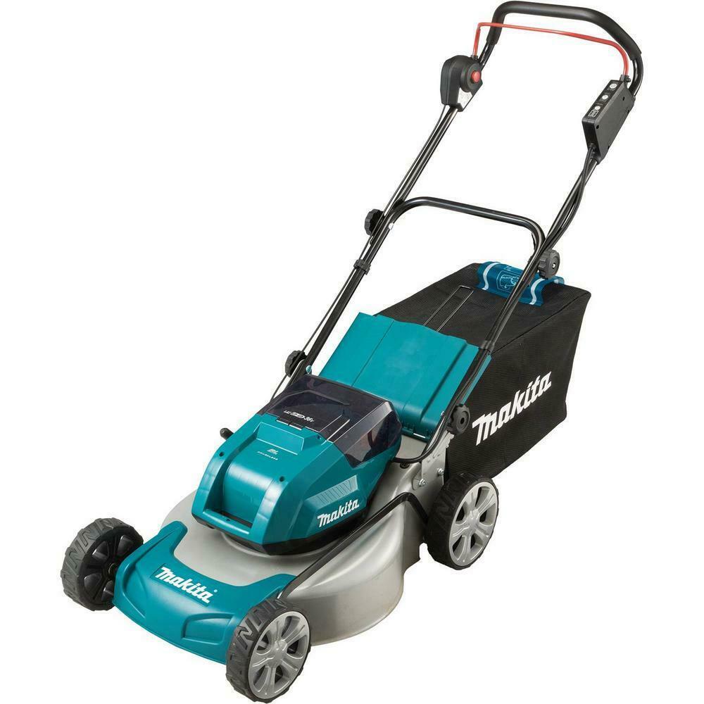 Makita Push Lawn Mower 18 in. 18V Brushless 4-Battery/Charger/Bag Kit Included