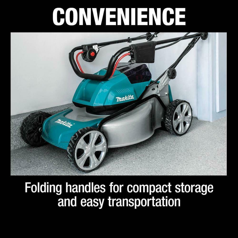 Makita Push Lawn Mower 18 in. 18V Brushless 4-Battery/Charger/Bag Kit Included