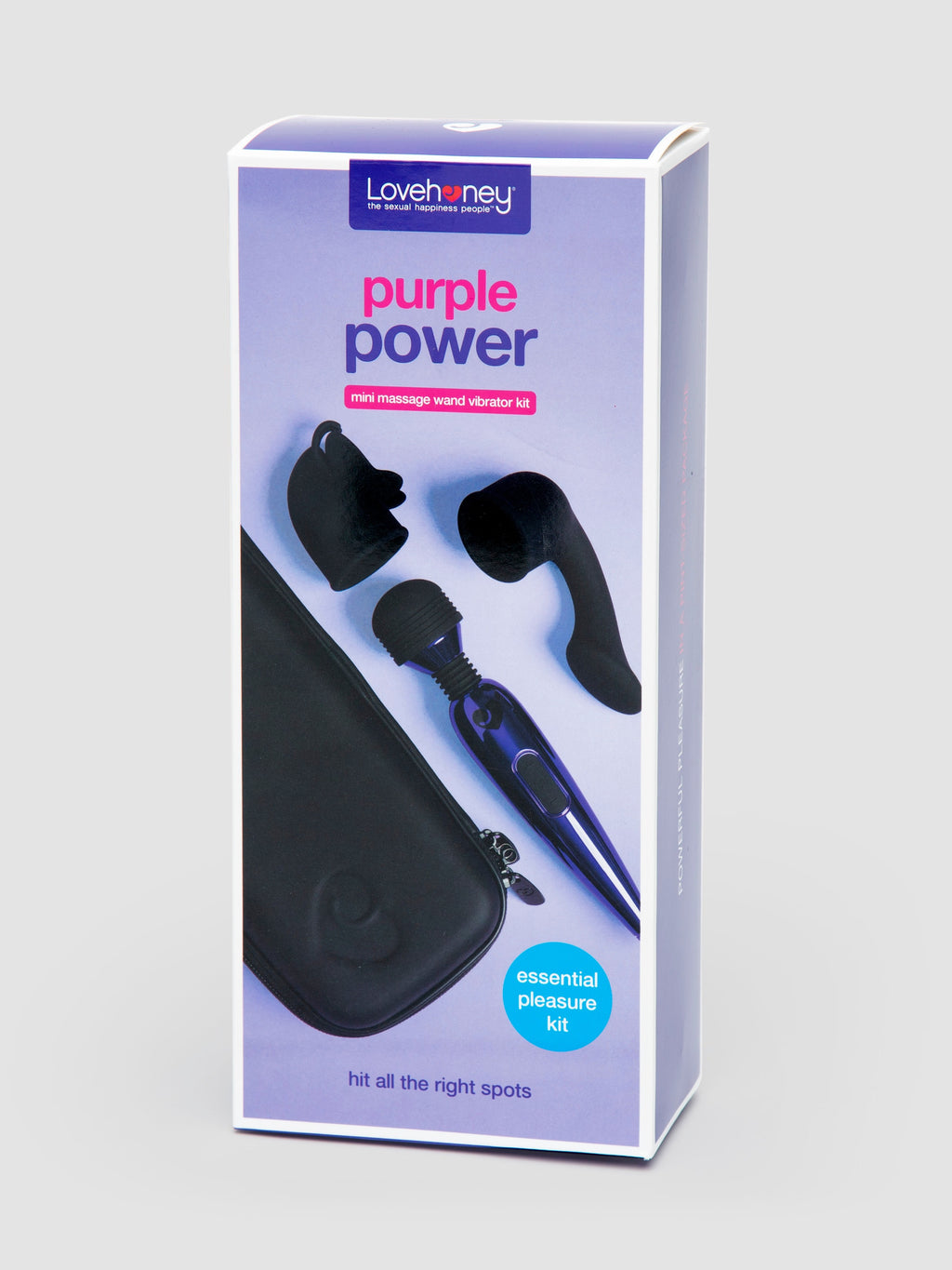Lovehoney Purple Power Mini Massage Wand Vibrator Kit (4 Piece), Purple