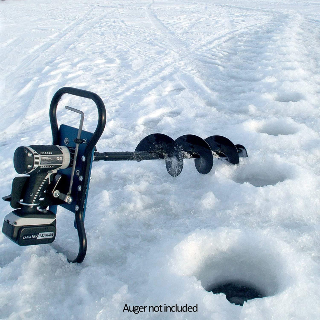 clam 9935 portable lightweight aluminum ice fishing auger drill plate with mounting hardware for 18 volt cordless drill, accessory only
