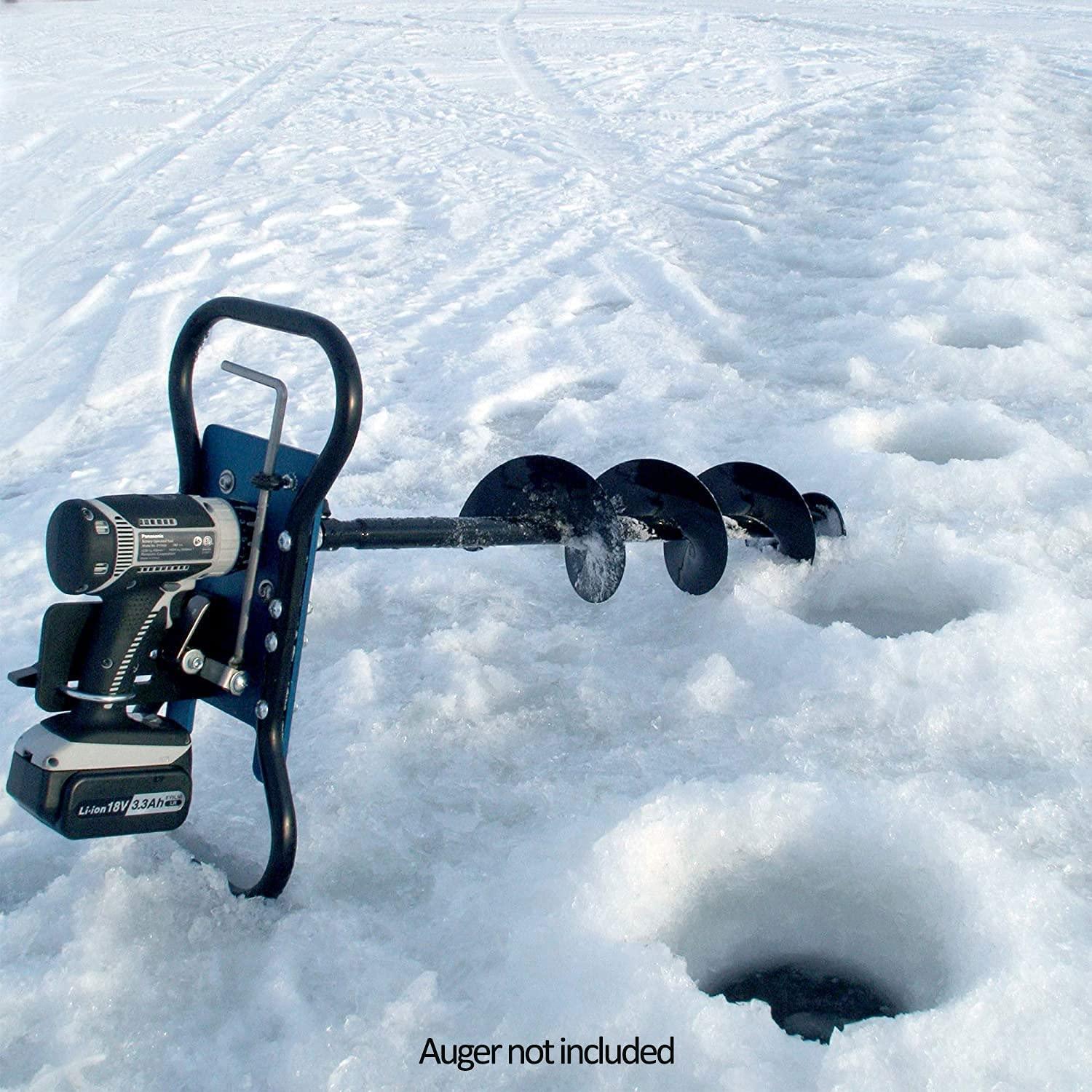 clam 9935 portable lightweight aluminum ice fishing auger drill plate with mounting hardware for 18 volt cordless drill, accessory only